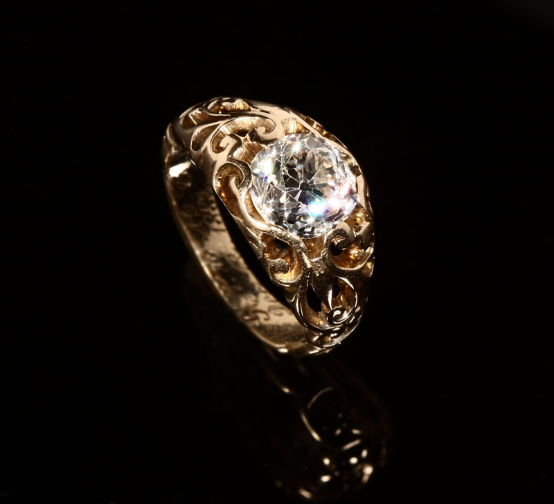 Appraisal: An antique carat old mine-cut diamond and K yellow gold