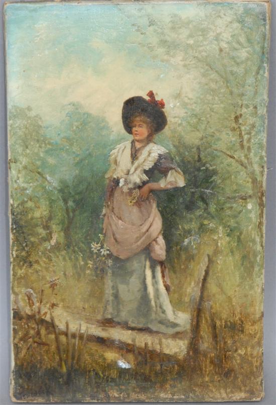 Appraisal: TENWICK OIL ON CANVAS Victorian woman in garden X