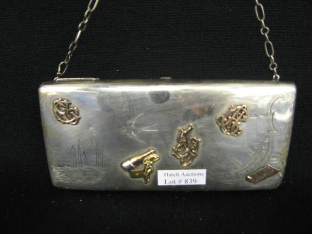 Appraisal: Russian Gold Sterling Silver Evening Bag applied monogram and whimsical