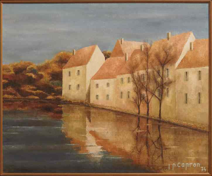 Appraisal: JEAN PIERRE CAPRON FRENCH - HOUSES ALONG THE SHORE Oil