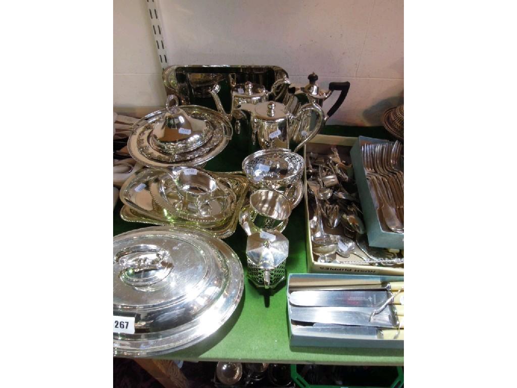 Appraisal: A quantity of plated wares including entree dish and cover