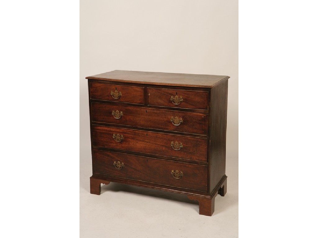 Appraisal: A GEORGE III OAK AND MAHOGANY CROSSBANDED CHEST OF DRAWERS