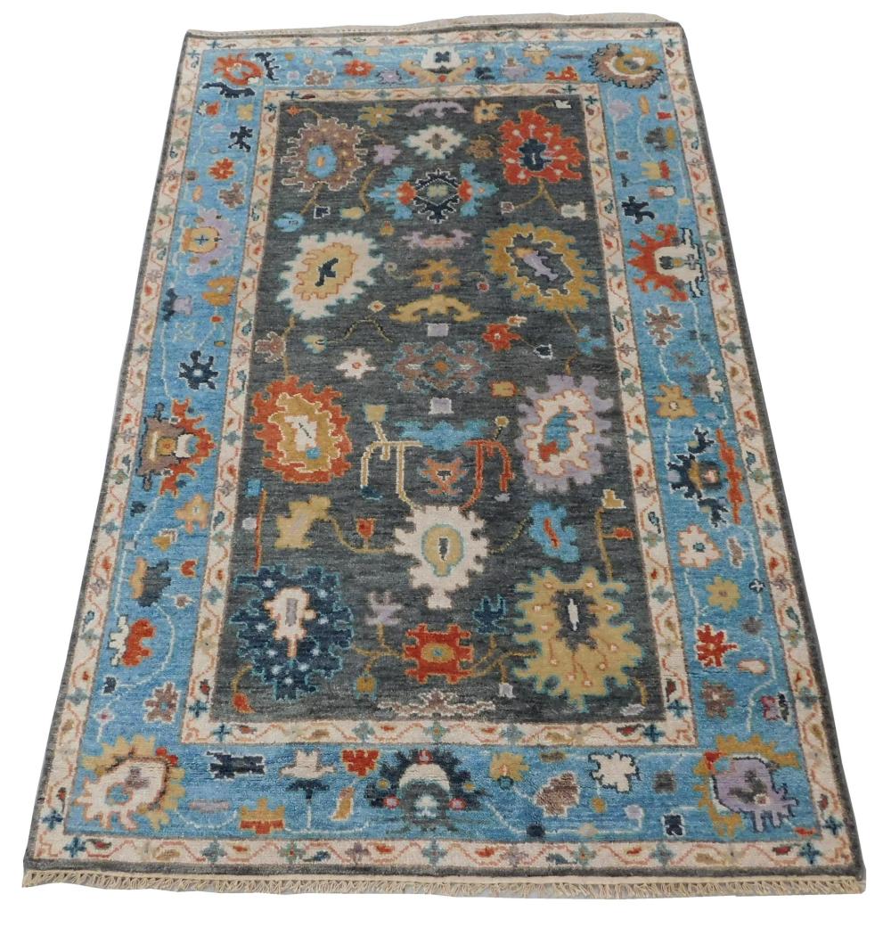 Appraisal: RUG Turkish Oushak carpet ' x ' handmade wool wear