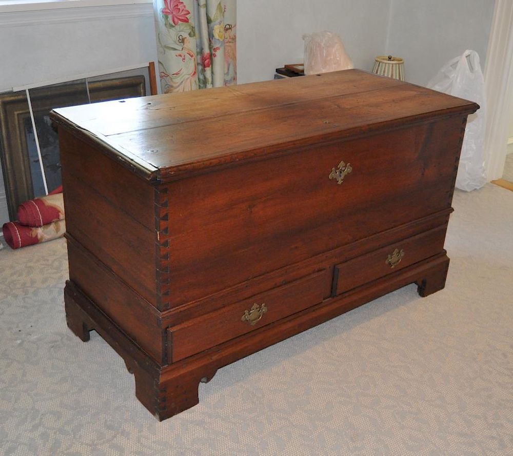 Appraisal: Delaware Valley Walnut Two Drawer Blanket Chest with key and