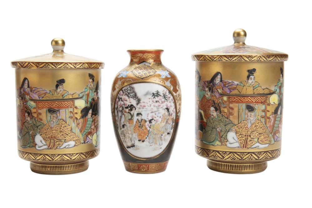 Appraisal: Three Japanese Kutani porcelain items Mid- th Century Each with