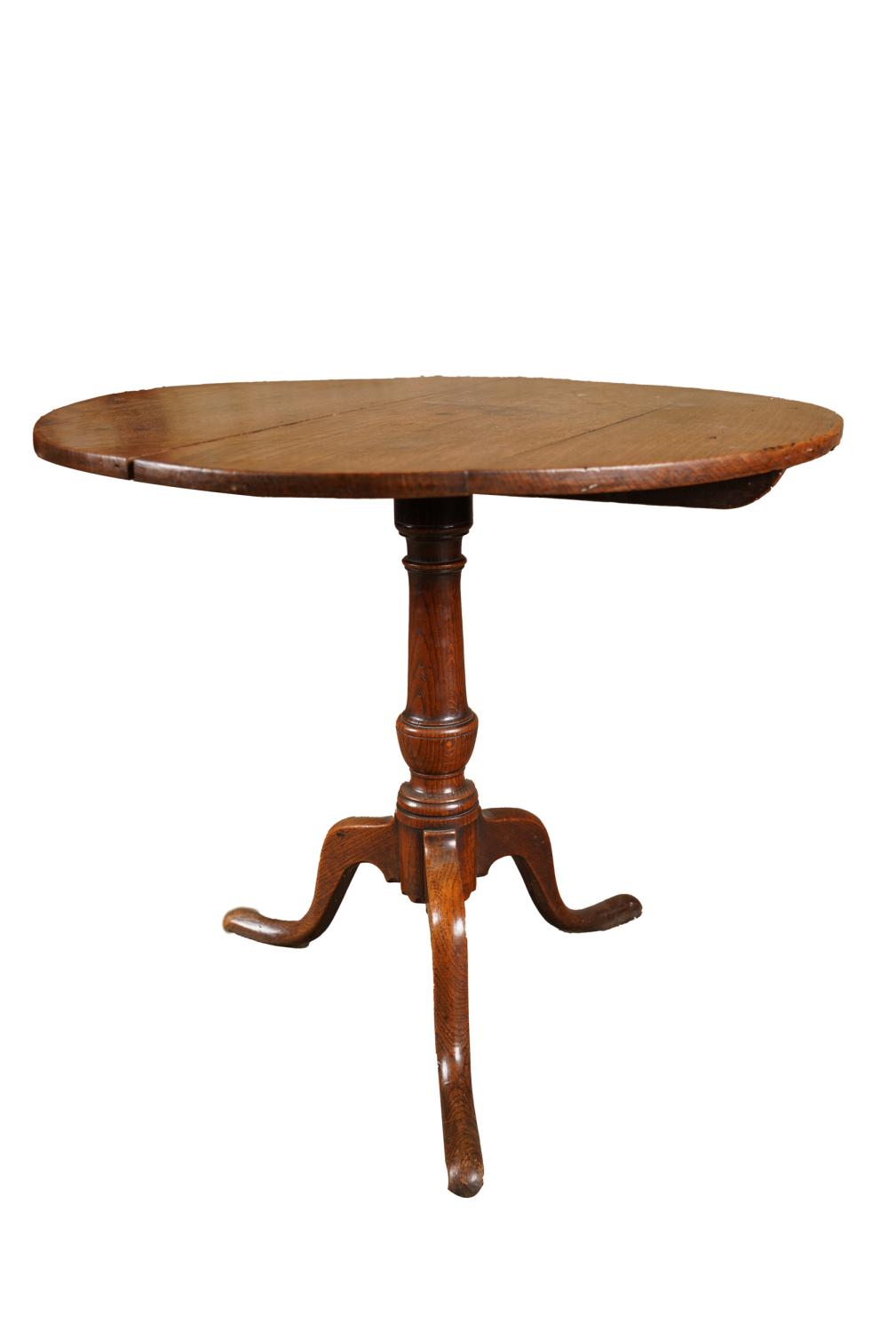 Appraisal: ROUND OAK TILT-TOP TABLECondition with separation to wood boards on