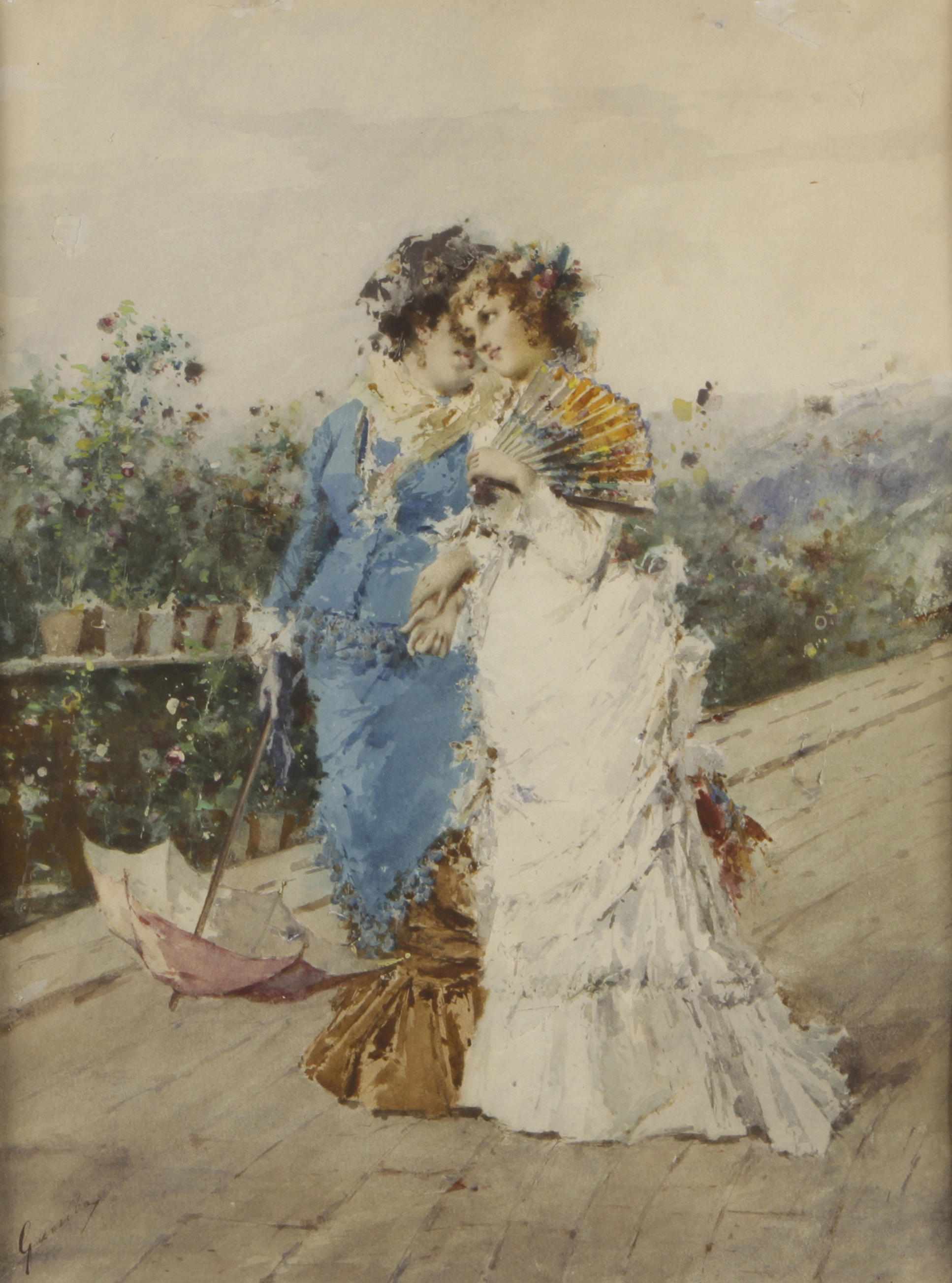 Appraisal: Enrico Gamba Italian - Two young ladies on a promenade