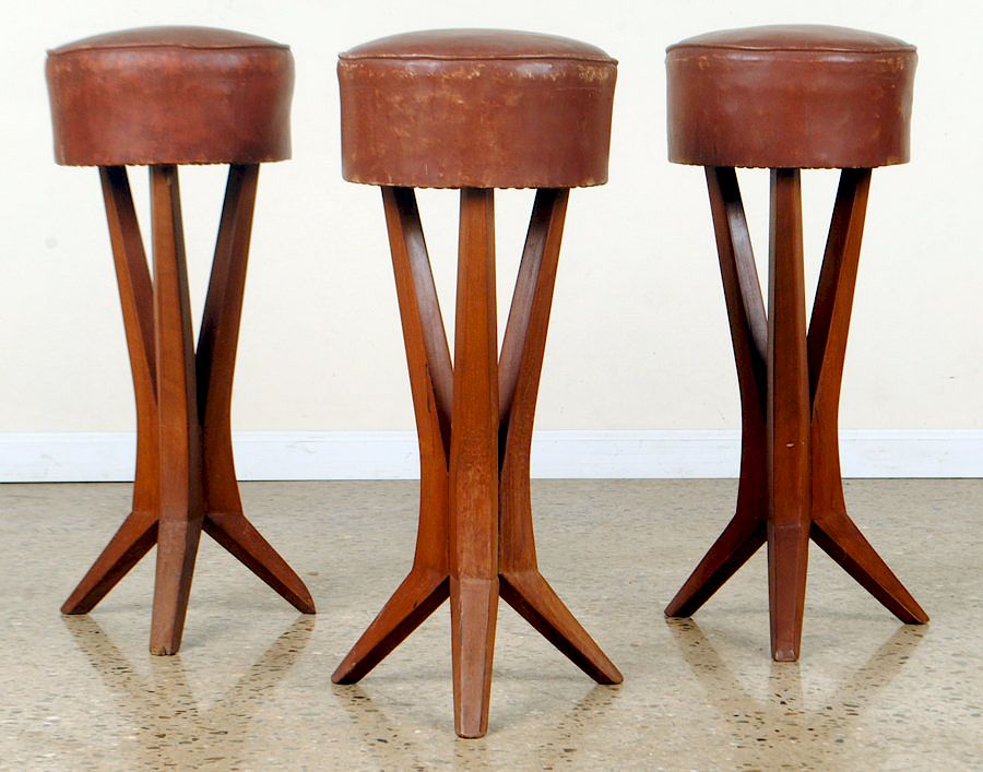 Appraisal: SET FRENCH BAR STOOLS MANNER PIERRE JEANNERET A set of