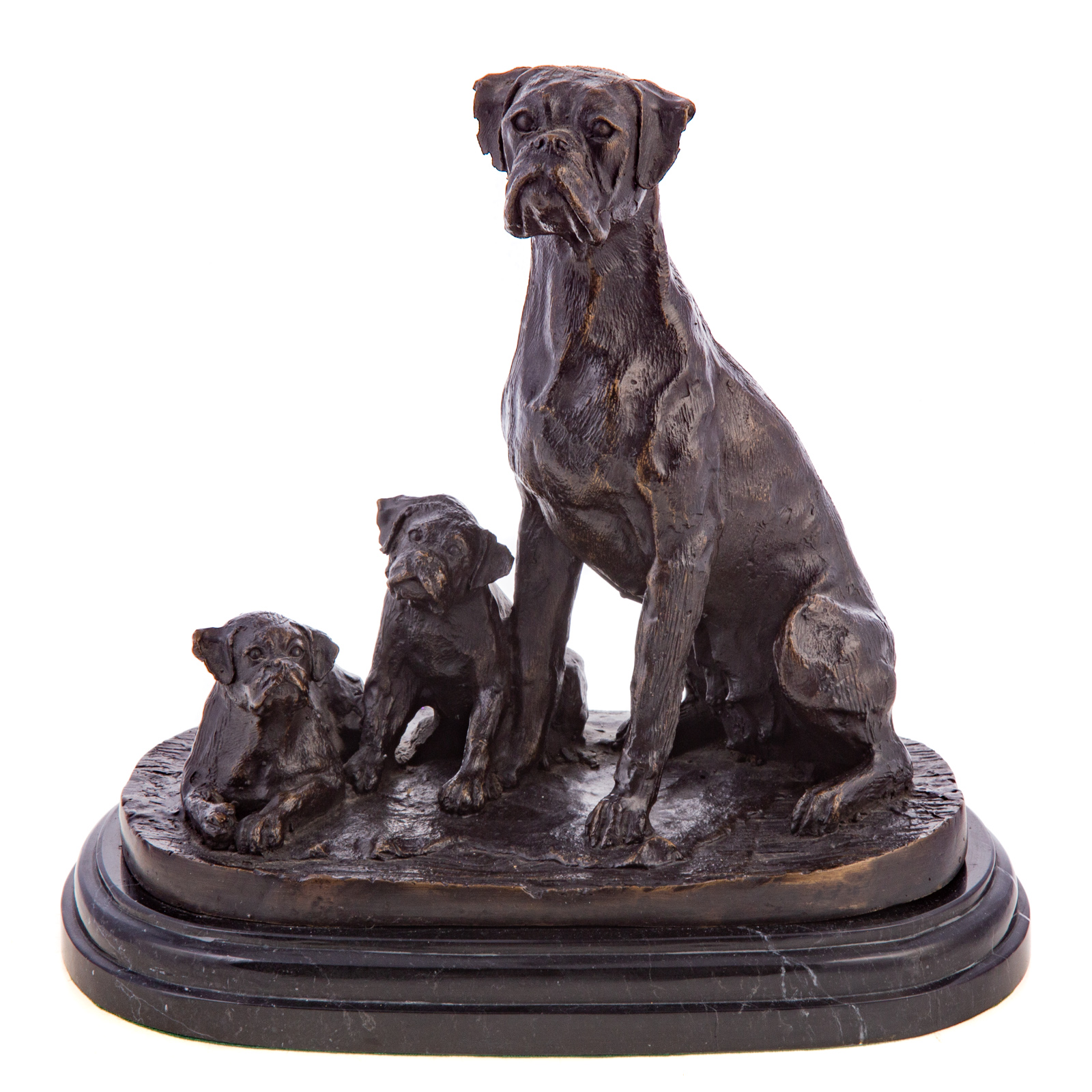 Appraisal: AFTER BARYE BOXER DOG GROUP PATINATED BRONZE Cast bronze group