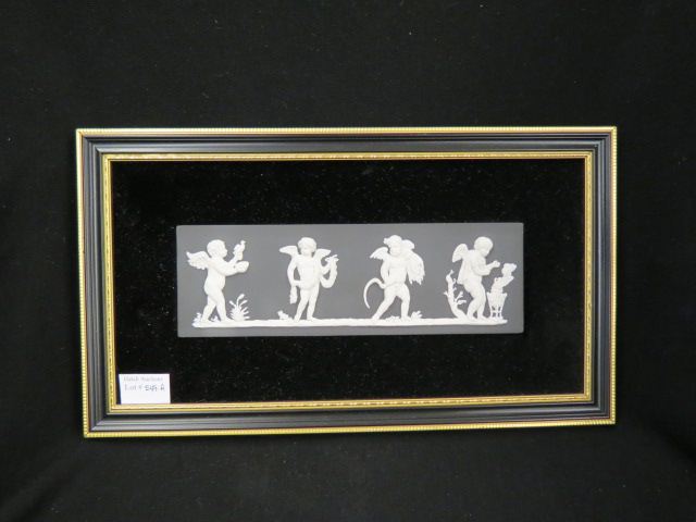 Appraisal: Wedgwood Jasperware Plaque black white with four cherubs representing the