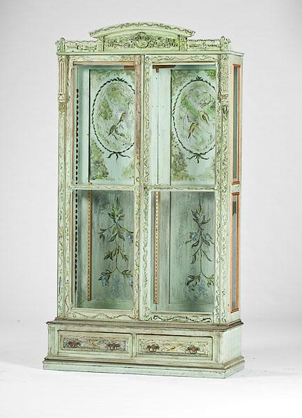 Appraisal: PAINTED CHINA CABINET A large late- th century china cabinet