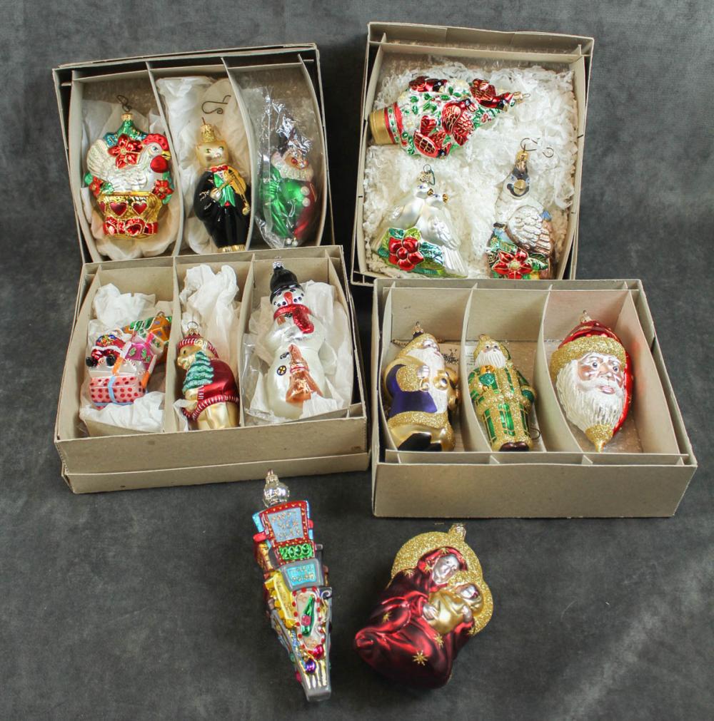 Appraisal: FOURTEEN BLOWN GLASS CHRISTMAS ORNAMENTS several by Patricia Breen and