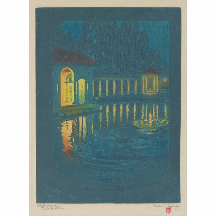 Appraisal: Pedro J De Lemos American - Night Reflections c woodcut