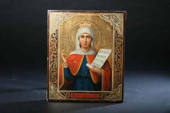 Appraisal: RUSSIAN ICON SAINT PARASKEVA th century Tempera gesso and gilding