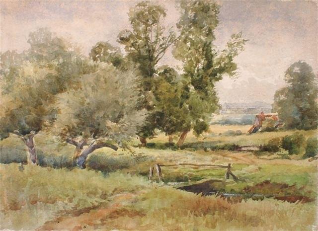 Appraisal: HENRY JOHN SYLVESTER STANNARD - View of a stream Lea