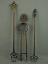 Appraisal: MINIATURE FIREPLACE TOOLS - THREE PIECE CAST BRASS MINIATURE FIREPLACE