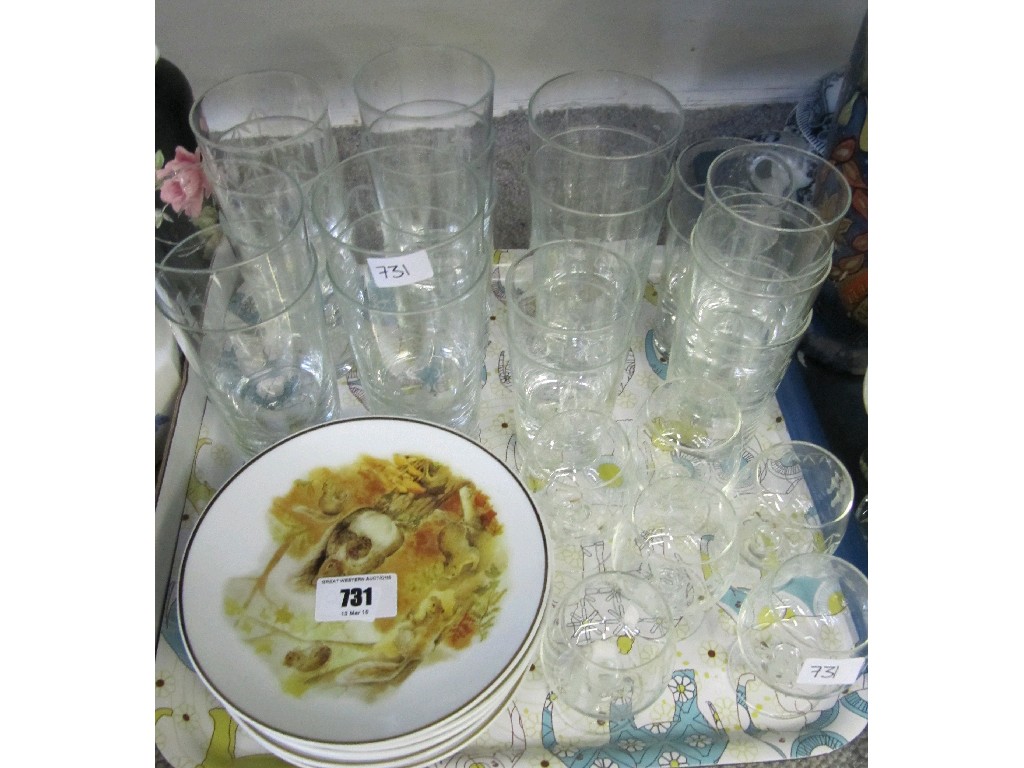 Appraisal: Tray lot of assorted glassware and collectors plates