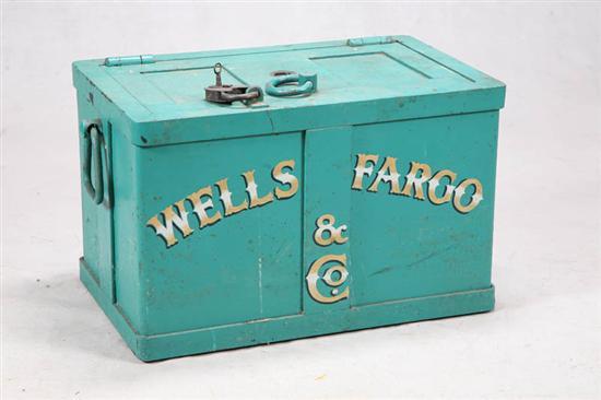 Appraisal: CAST IRON SAFE Green painted safe with Wells Fargo stenciled