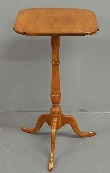 Appraisal: Maple candlestand with a tripod base the square top with