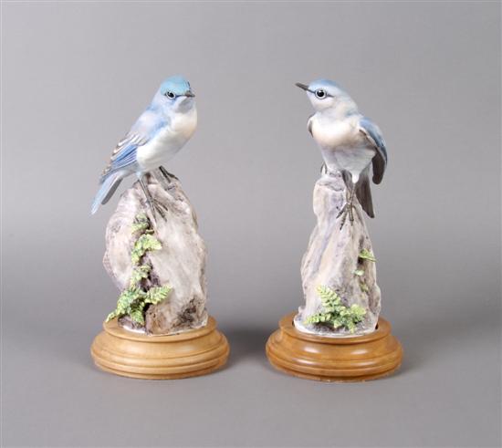 Appraisal: A Pair of Royal Worcester Dorothy Doughty Birds Mountain Bluebirds