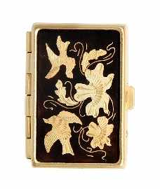 Appraisal: A gold plated pill box approximately x x mm