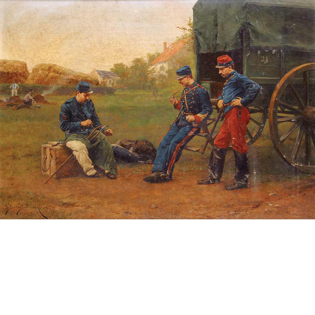 Appraisal: Etienne Prosper Berne-Bellecour French - Soldiers Breaking Signed E Berne-Bellecour