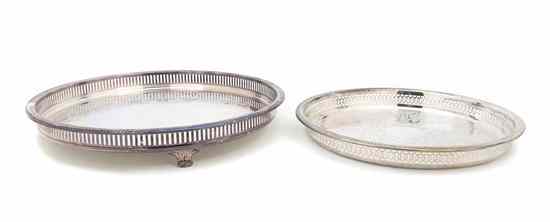 Appraisal: Two Silverplate Trays each of circular galleried form with engraved