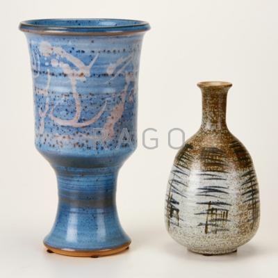 Appraisal: ANTONIO PRIETO Glazed stoneware vase and footed coupe California s