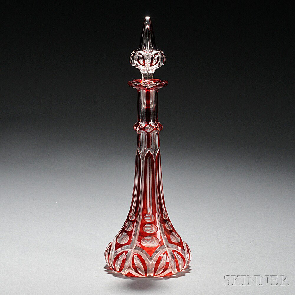 Appraisal: Ruby-to-Clear Glass Cruet late th early th century the flared