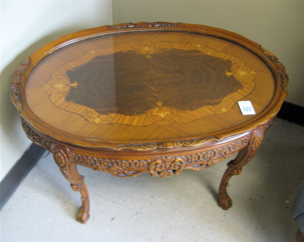 Appraisal: INLAID TRAY-TOP TEA TABLE American mid th century the inlaid