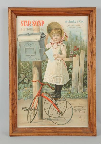 Appraisal: Star Soap Advertising Paper Sign Framed This sign depicts a