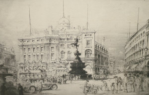 Appraisal: William Monk RE - - Piccadilly Circus etching signed and