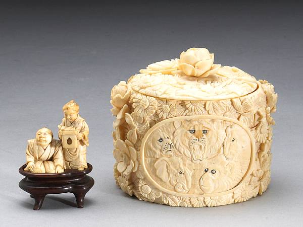 Appraisal: Japanese Works of ArtNetsuke and Okimono Meiji Taisho Period The