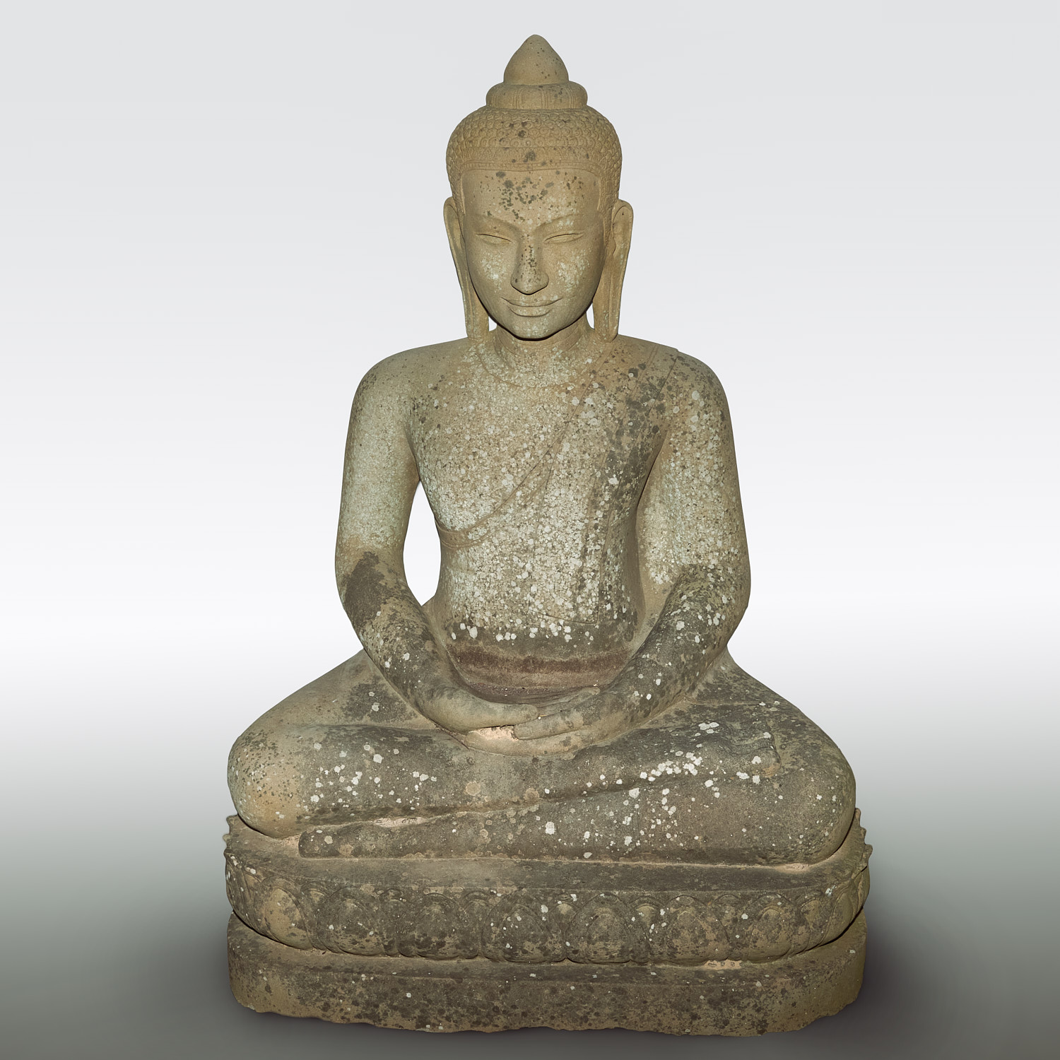 Appraisal: LIFESIZE SUKOTHAI STYLE LIMESTONE BUDDHA th th c carved limestone