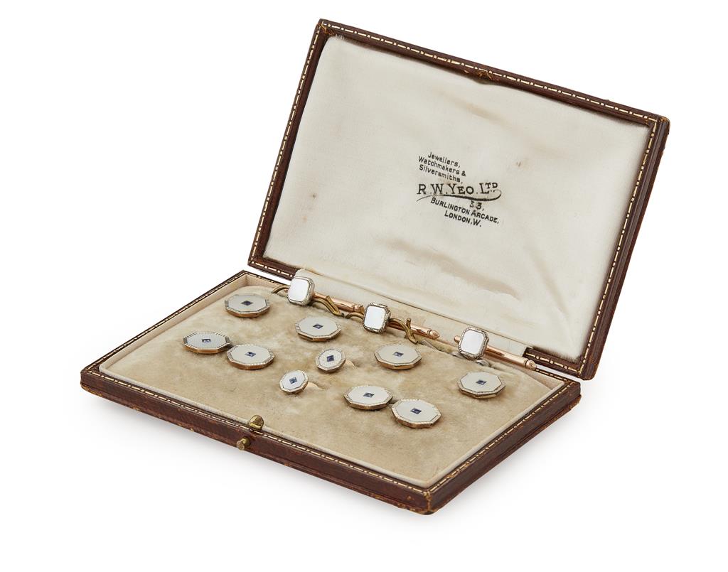 Appraisal: A gentleman's cased dress set comprising four buttons two studs