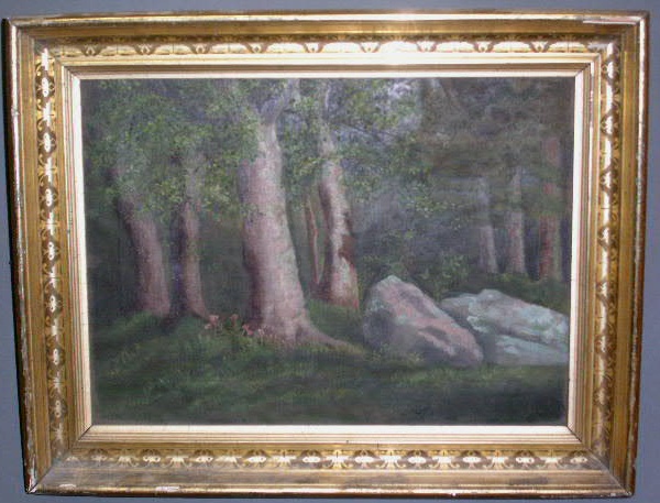 Appraisal: Oil on canvas painting late thc of a forest landscape