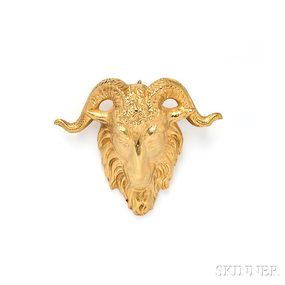 Appraisal: kt Gold Pendant Brooch designed as a ram's head dwt