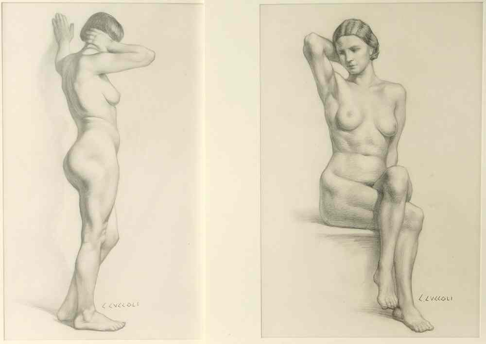 Appraisal: GRAPHITE DRAWINGS - Studies of Nude Females by Luigi Cuccioli