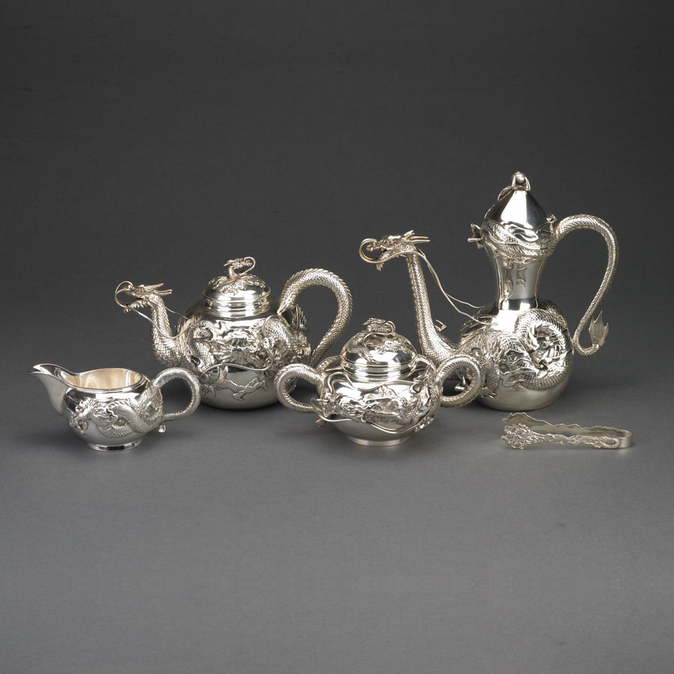 Appraisal: Japanese Silver Tea Coffee Service early th century comprising four