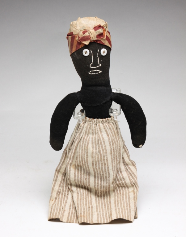 Appraisal: AFRICAN AMERICAN STOCKING DOLL Ca - Embroidered face and button