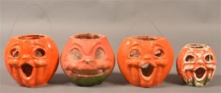 Appraisal: Four Halloween Paper Mache Jack-o-lanterns Tallest - h