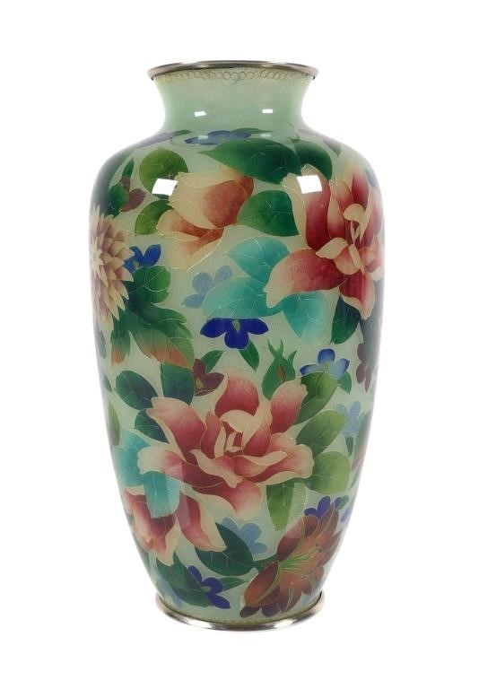 Appraisal: JAPANESE PLIQUE A JOUR CLOISONNE VASEJapanese Plique-A-Jour cloisonne vase Floral