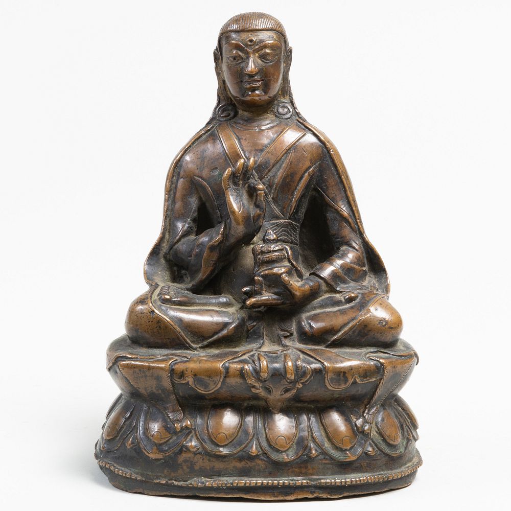 Appraisal: Tibetan Bronze Figure of Buddha as a Lama The seated