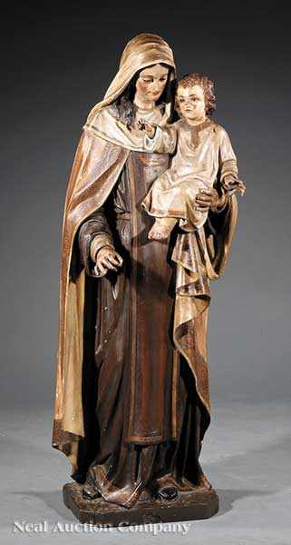 Appraisal: An Italian Carved and Polychromed Wood Sculpture of Madonna and