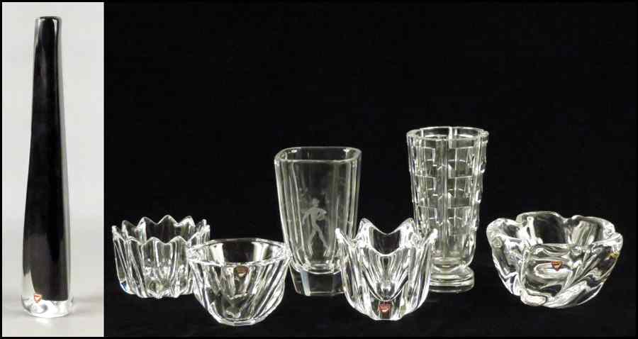 Appraisal: GROUP OF ORREFORS GLASS Comprising three vases and four dishes