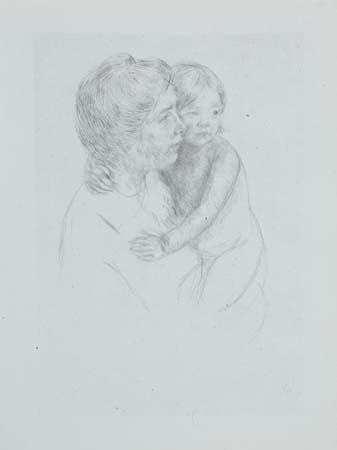 Appraisal: MARY CASSATT Denise Holding her Child Drypoint on bluish laid