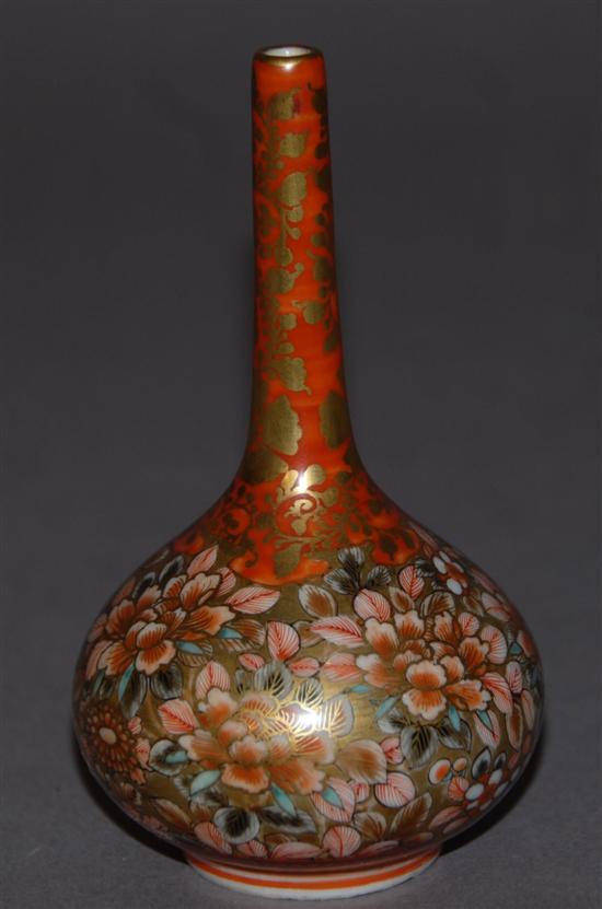 Appraisal: ANTIQUE JAPANESE KUTANI VASE Miniature having an elongated neck H