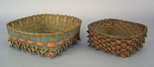 Appraisal: Two Maine painted baskets late th c h w and