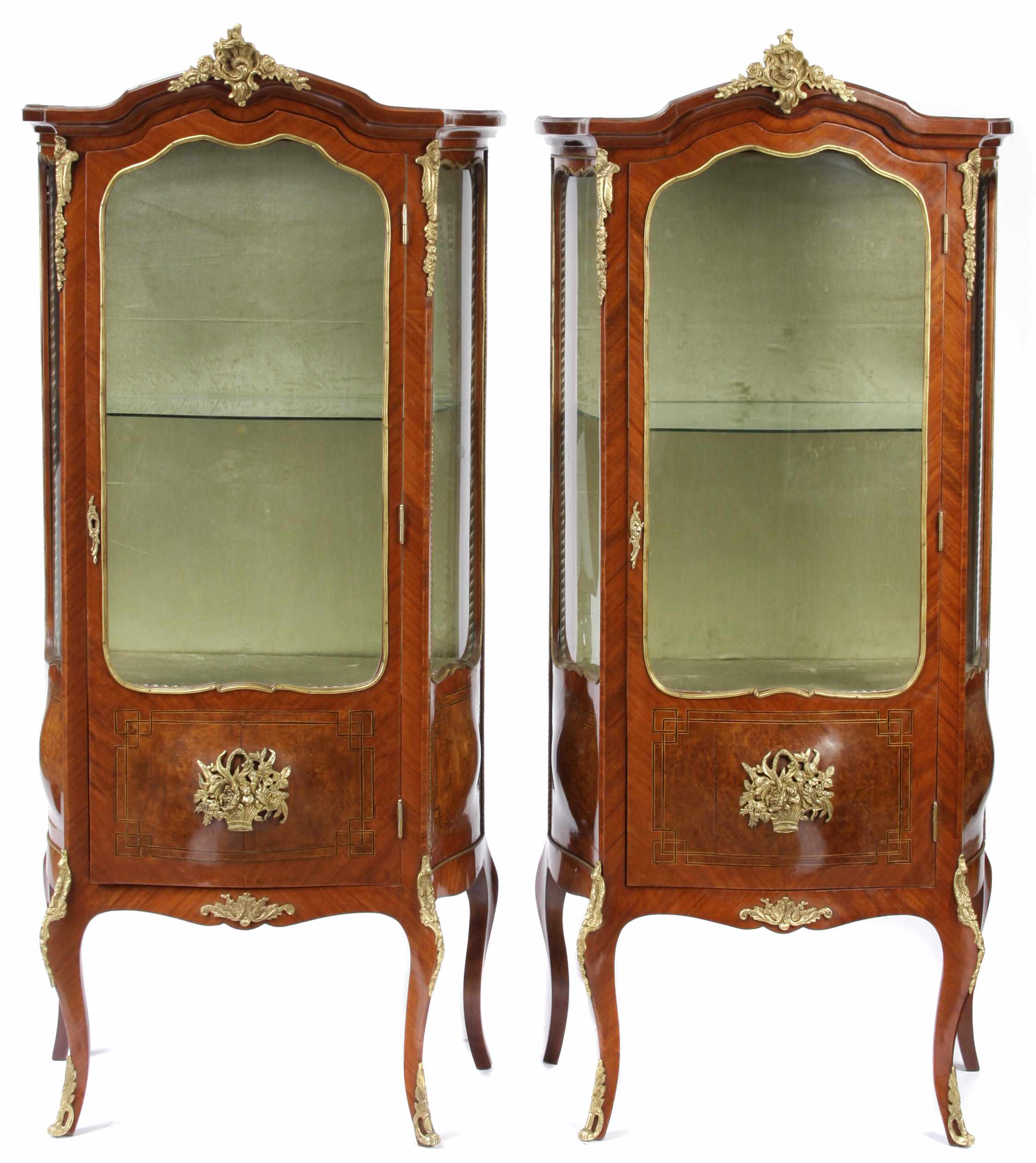 Appraisal: A pair of Louis XV style gilt bronze mounted inlaid