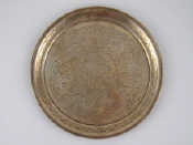 Appraisal: A Russian silver gilt circular card tray with engraved decoration